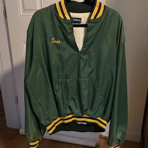 Holloway Green Half-Zip Pullover with Yellow & White Stripe Trim